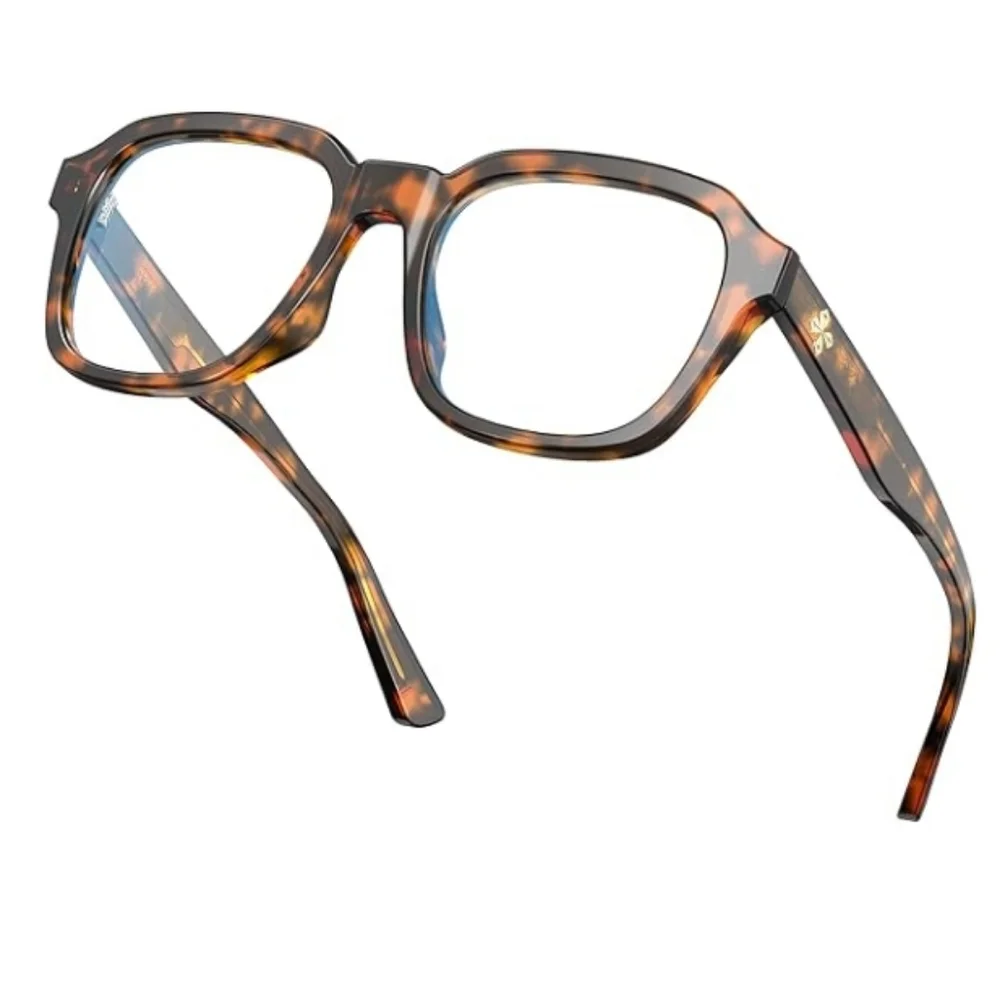 Oversized Square Blue Light Blocking Glasses Computer Tortoise Frame Eyeglasses - Picture 9 of 9